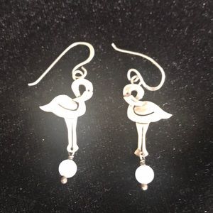 Sterling silver flamingo earrings